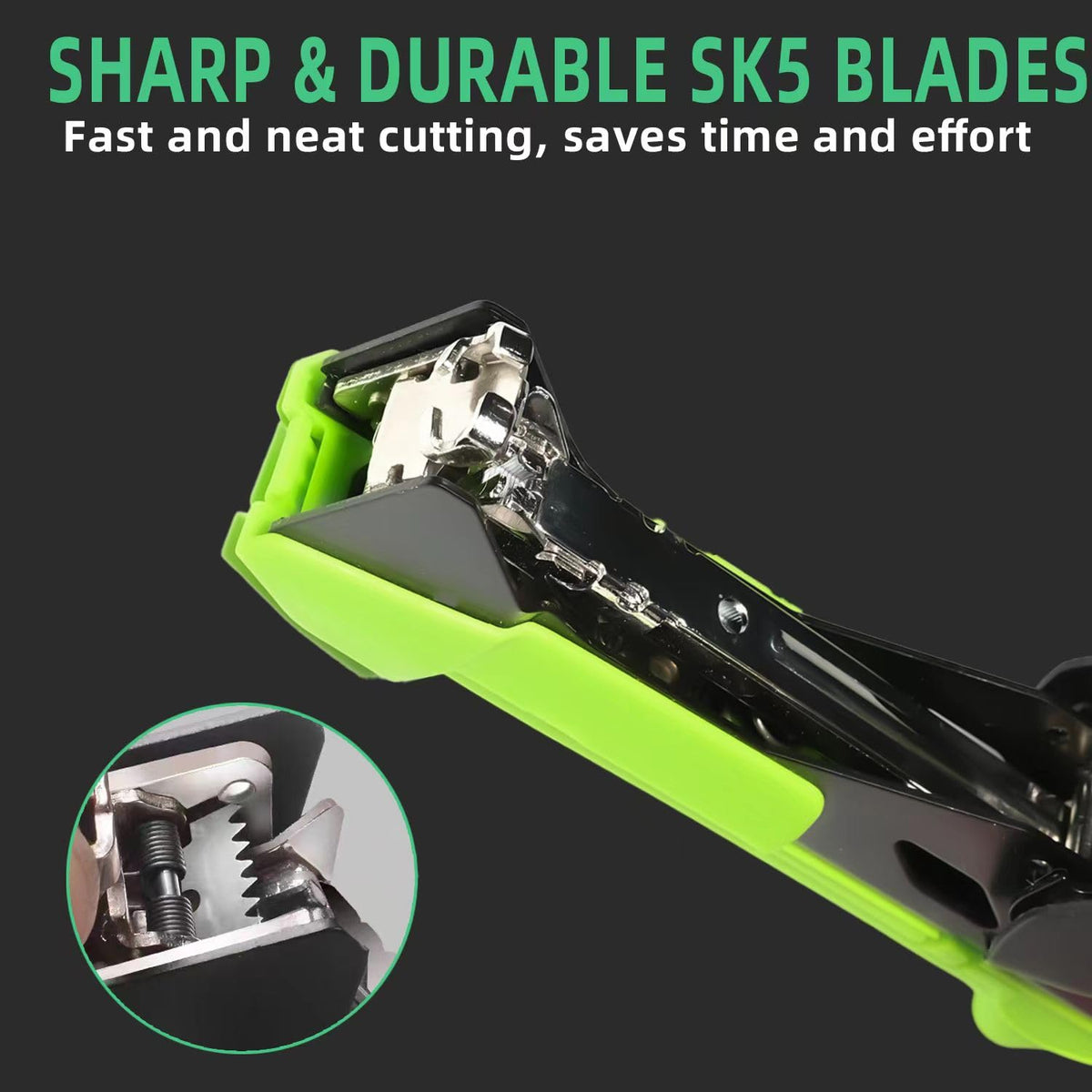 Visible staple slot on SUCA tapener enables precise fastening.