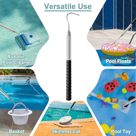 SucculentLovers inground pool skimmer hook supports safe, low-bend maintenance.