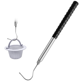 SucculentLovers pool skimmer basket hook with 22-inch reach for easy removal.