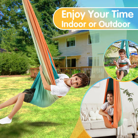 Suchdeco double-layer fabric swing showing durable, soft, and easy-care material.