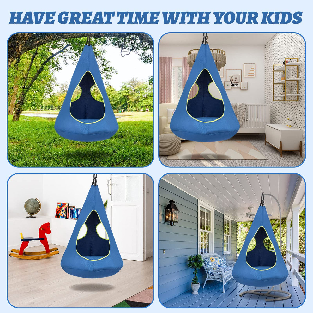 Suchdeco Kids Nest Swing Chair hanging rope setup, quick install and stable mounting.