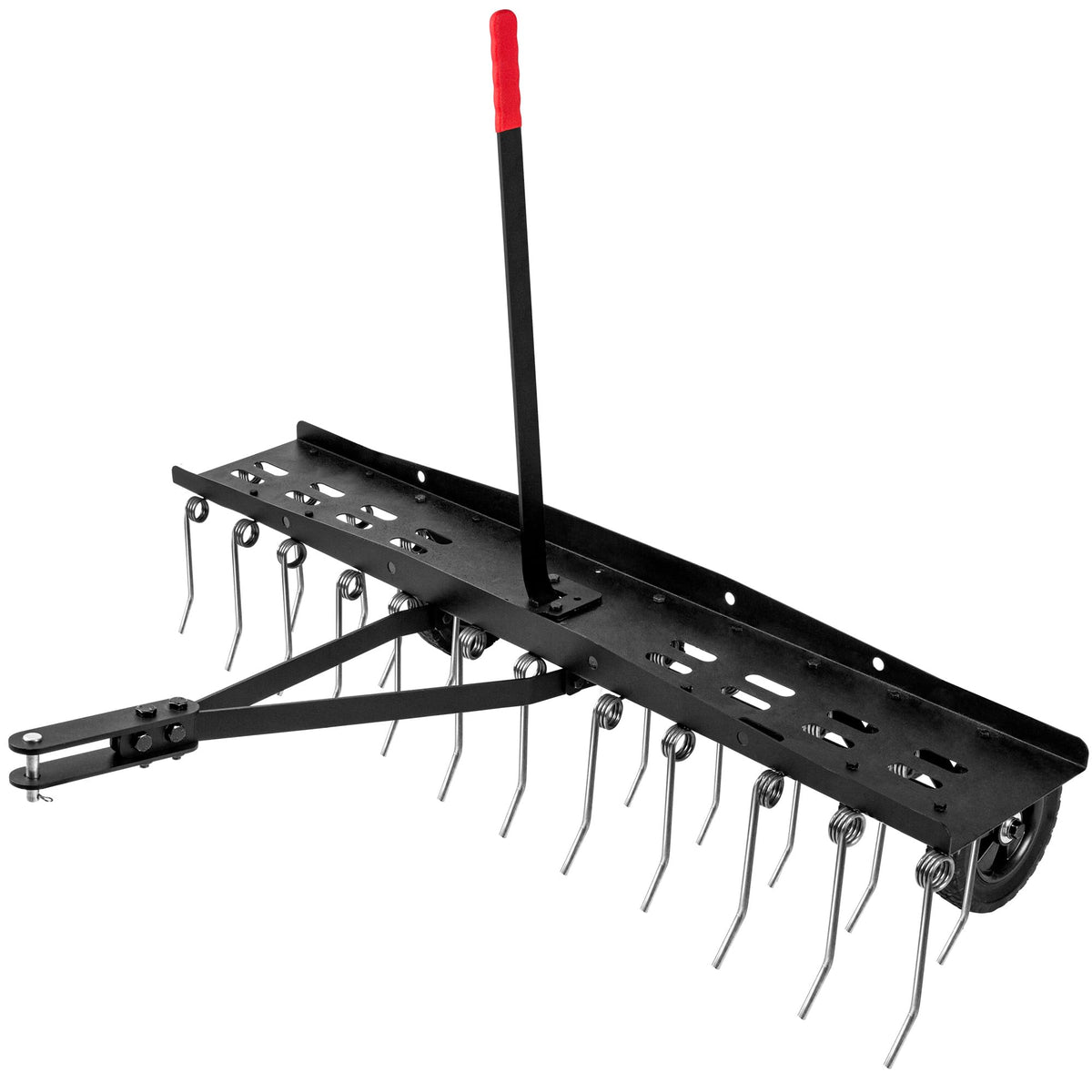 Suchtale 48inch tow-behind dethatcher with 24 tines removing thatch to improve soil airflow