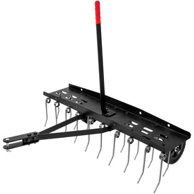 Suchtale 40-inch dethatcher close-up showing 20 spring tines for thatch removal