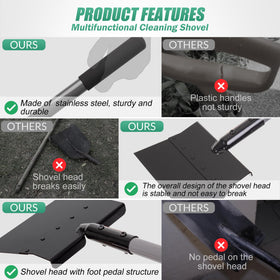 Suchtale Garden Flat Shovel foot pedal adds power for stubborn debris.