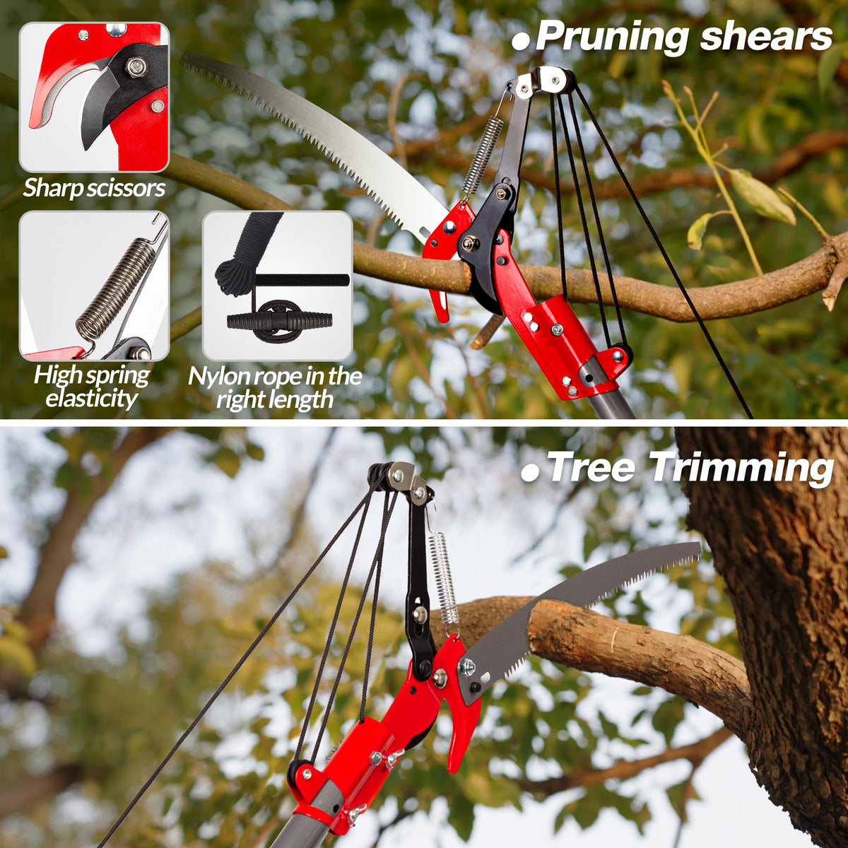 Suchtale hook tip helps remove stuck branches for cleaner cuts.