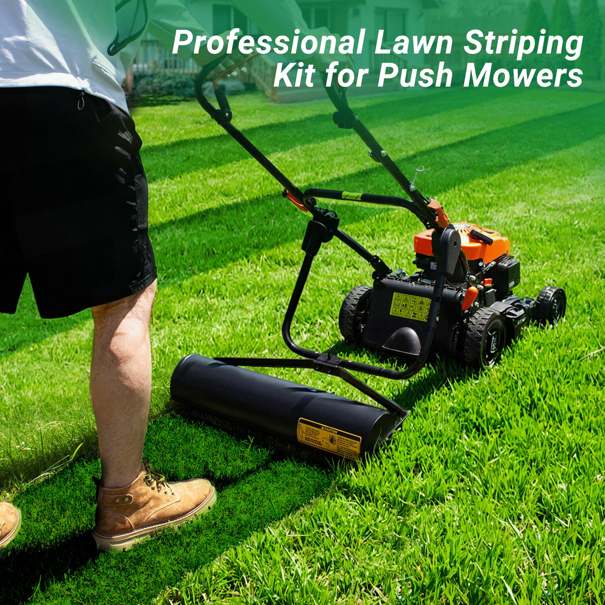 Suchtale lawn striping kit roller close-up shows durable stainless steel roller for bold lines.