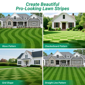 Suchtale lawn striping kit in-action demo delivers consistent stripes on a lawn.
