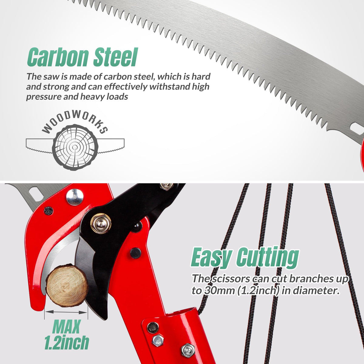Suchtale manganese steel handle provides rust-resistant, sturdy control.