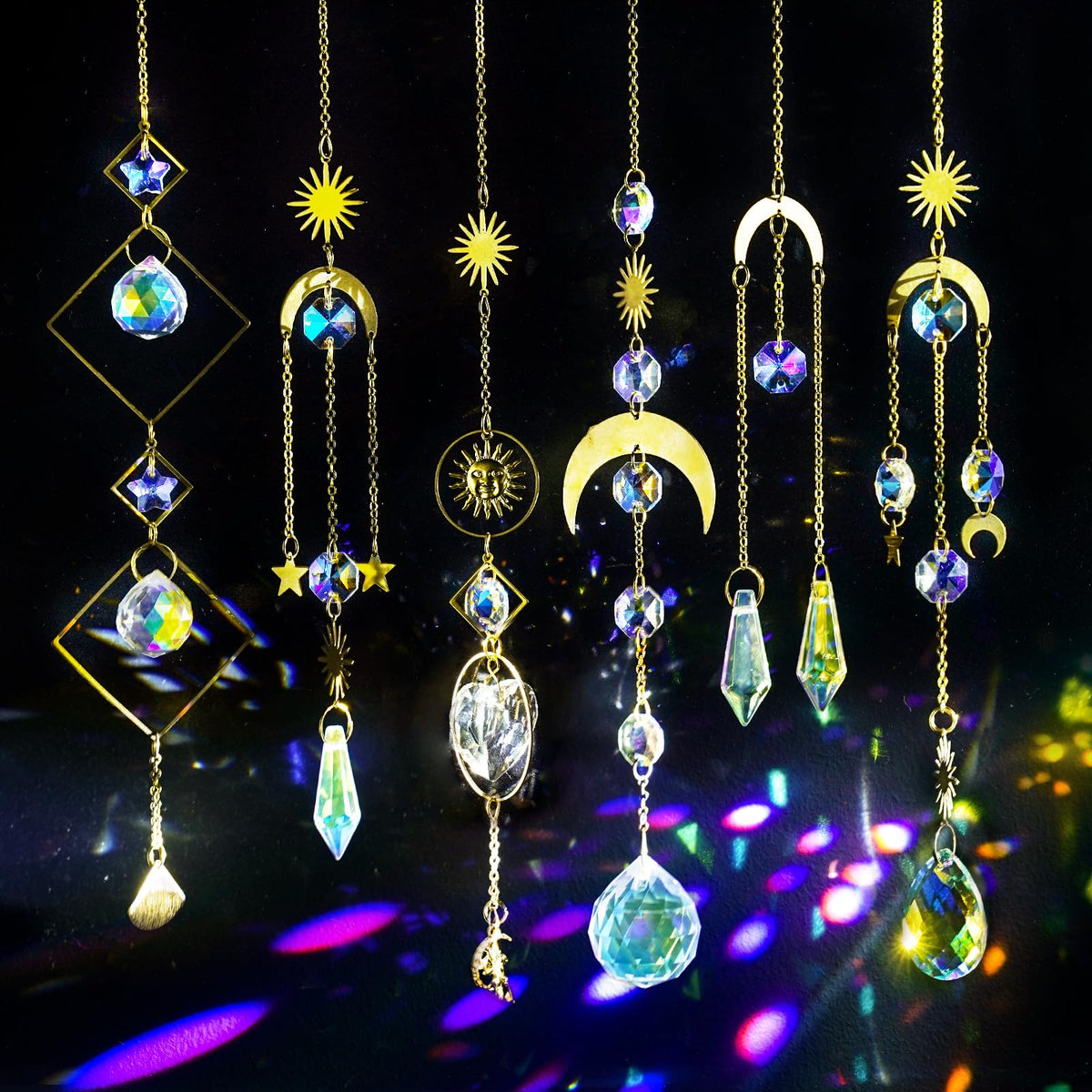 suddus sun catchers window set of 6 clear crystal casting soft rainbows