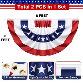 Sufuplay American pleated fan flags displayed on a fence for festive curb appeal.