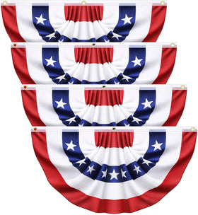 Sufuplay US pleated bunting flag on porch for bold patriotic display.