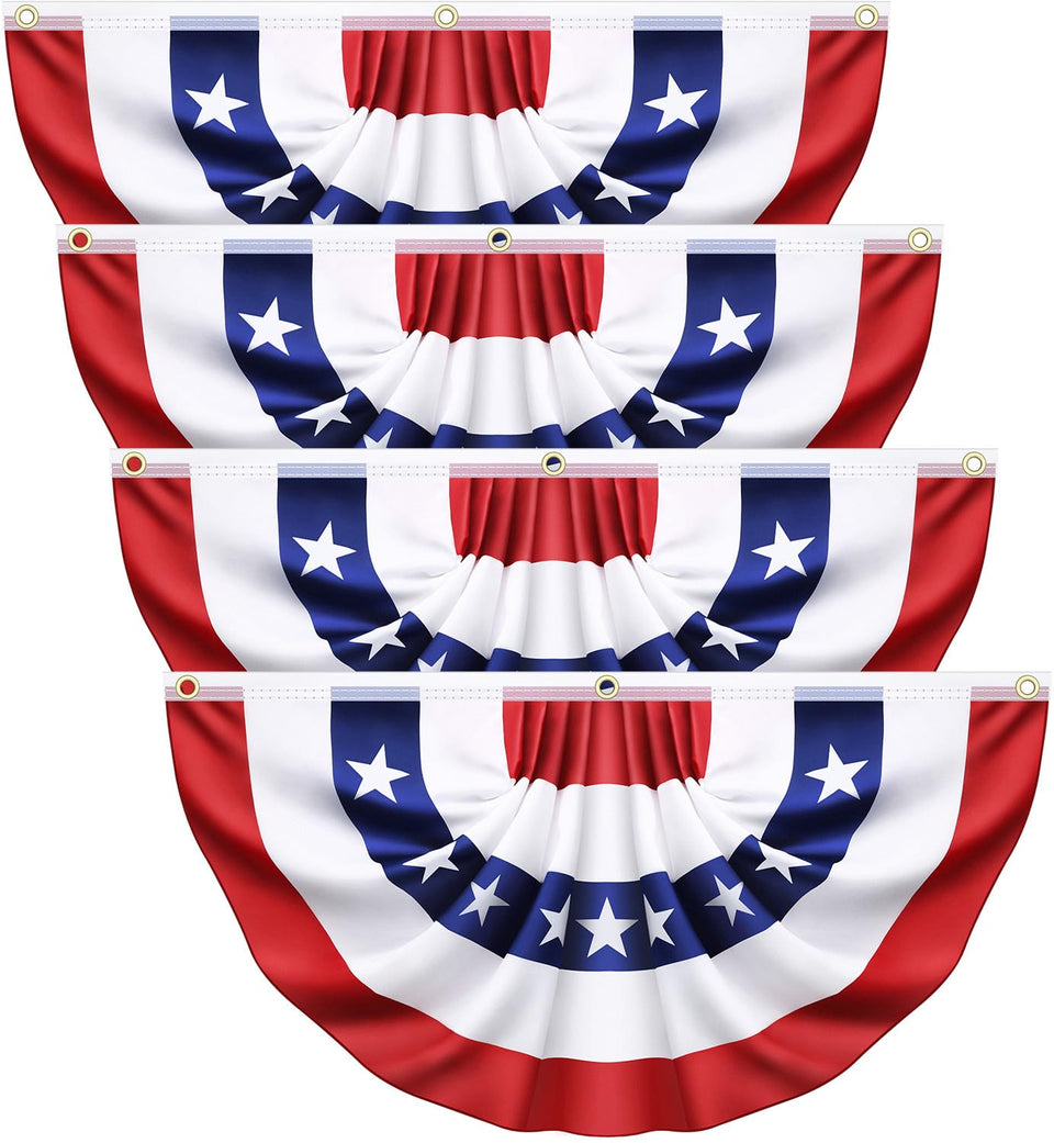 Sufuplay US pleated bunting flag on porch for bold patriotic display.