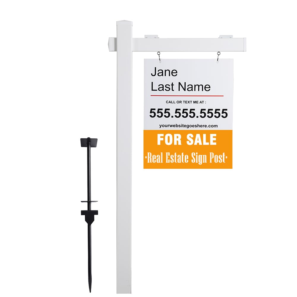 SUFUS vinyl real estate sign post 6 ft tall for durable yard display.