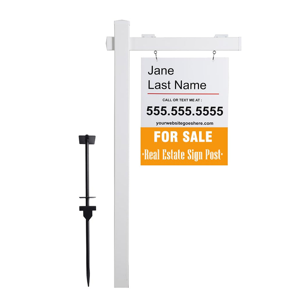 SUFUS vinyl real estate sign post 6 ft tall for durable yard display.