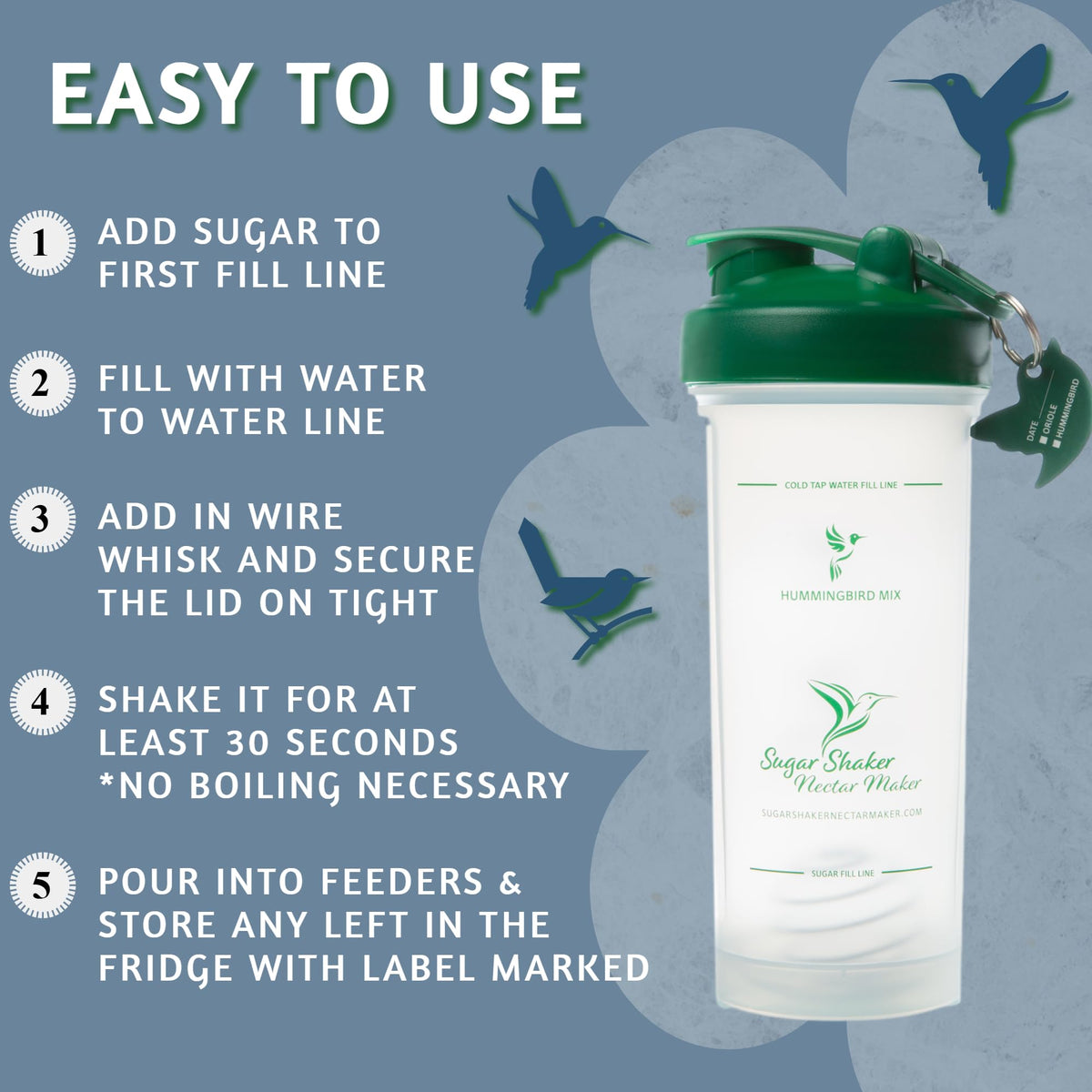 Sugar Shaker Nectar Maker ideal for hummingbirds and orioles at home