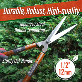 SUIZAN hedge shears 22.6 durable steel blade for long-lasting use.