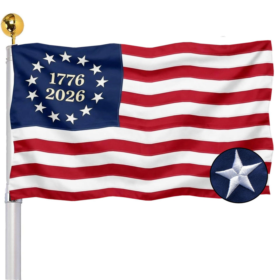 SUJEB 1776 Betsy Ross flag 3x5 for outdoor display at patriotic celebrations.