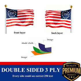 SUJEB 250-year anniversary flag with brass grommets for secure outdoor mounting.