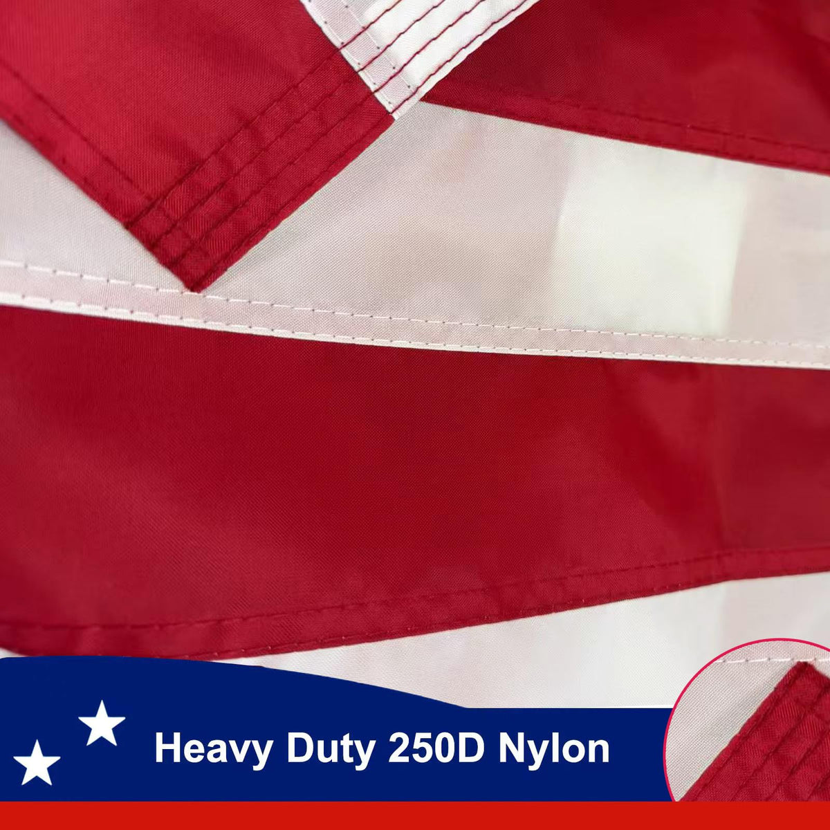SUJEB heavy-duty nylon flag designed to withstand wind and sun outdoors.
