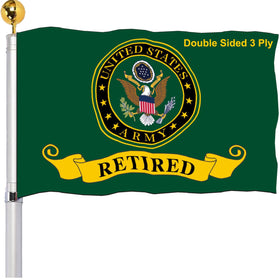 Sujeb retired Army crest flag 3x5 double-sided for outdoor visibility