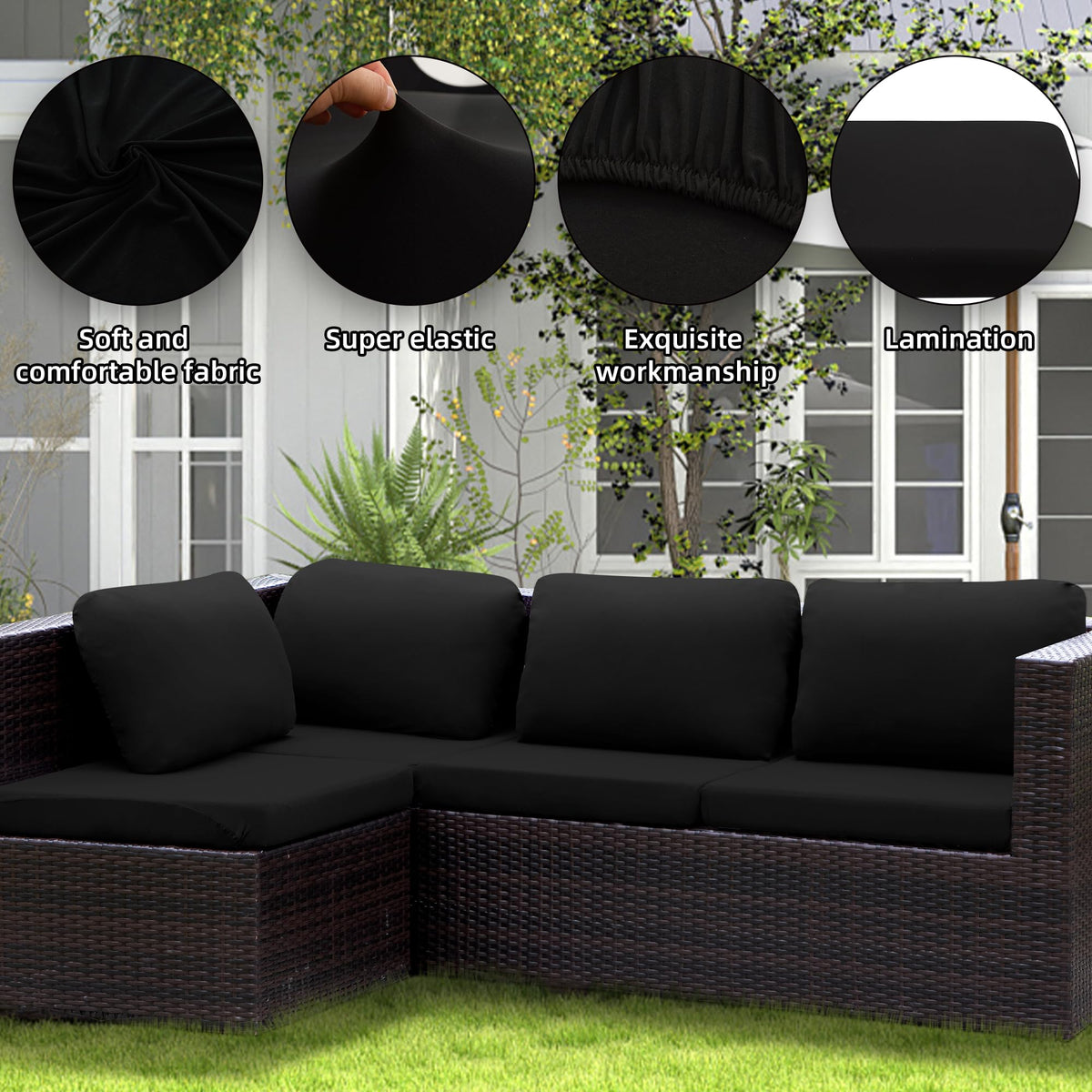 Color options Black Navy Red complement outdoor decor
