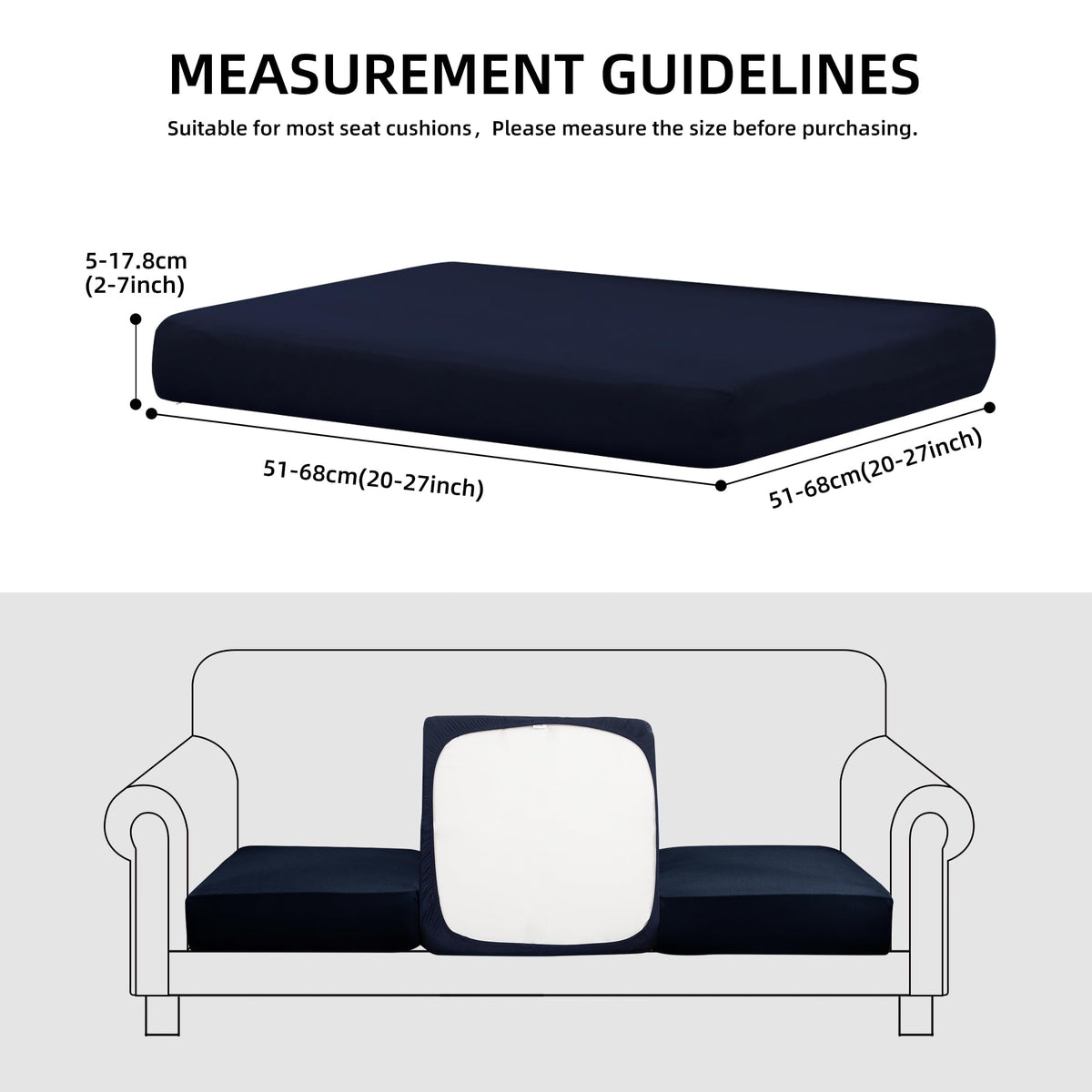 SUKAIKEQA outdoor cushion covers side view shows snug stretch fit