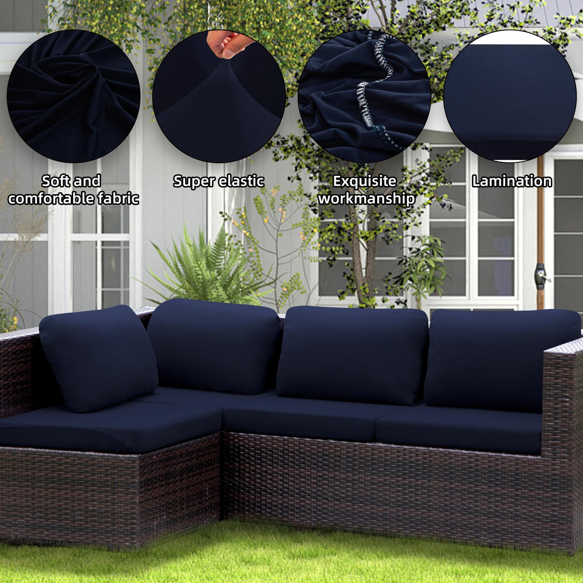 SUKAIKEQA cushion covers close-up highlights stretch fabric and easy slip-on