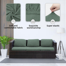 SUKAIKEQA stretch-fit cushion cover hugs cushions securely for easy on/off.