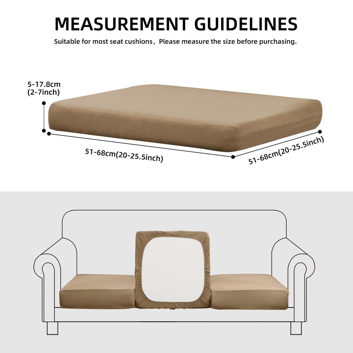 SUKAIKEQA outdoor cushion cover set side view highlights easy slip-on installation