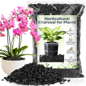 Sukh Horticultural Charcoal bag closeup highlighting porous texture for soil aeration.