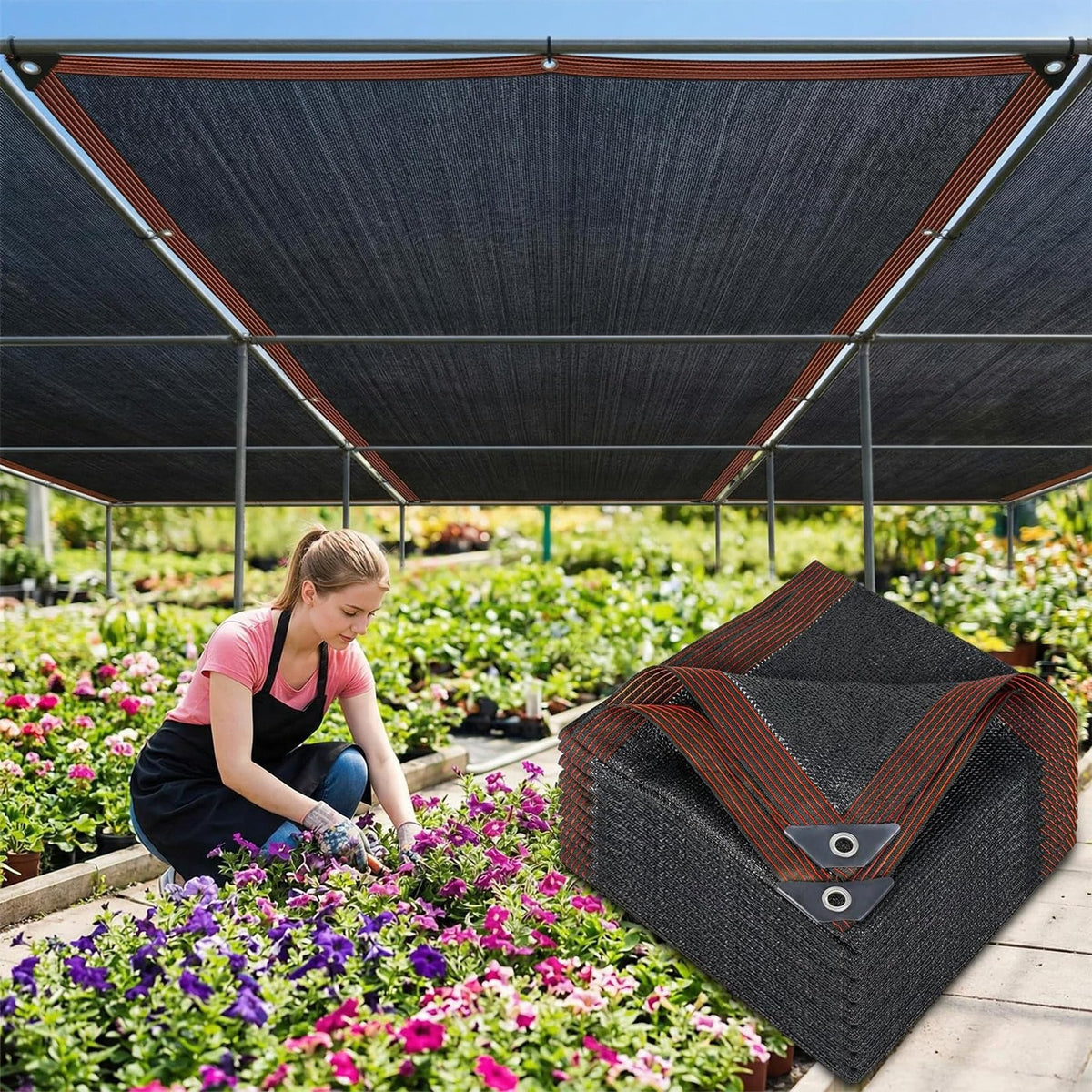Sukh shade cloth delivers 70% shading to outdoor plants and spaces.