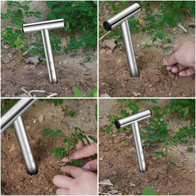 Sukiise hole digger makes space for plant labels without fuss.