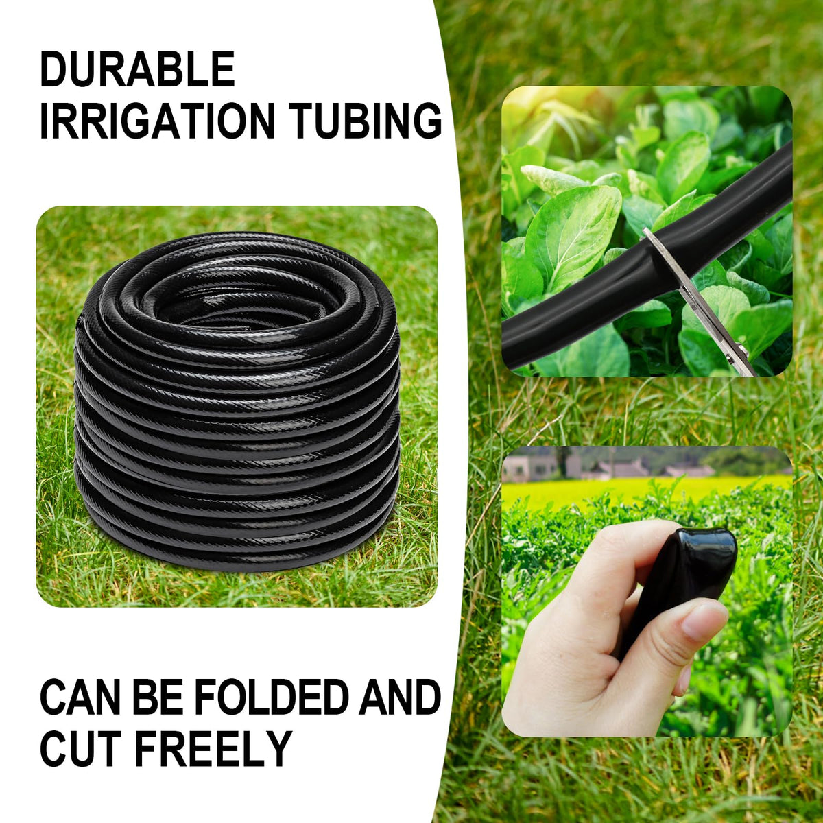 Sulataya tubing fits 1/2 inch fittings for flexible irrigation setups.