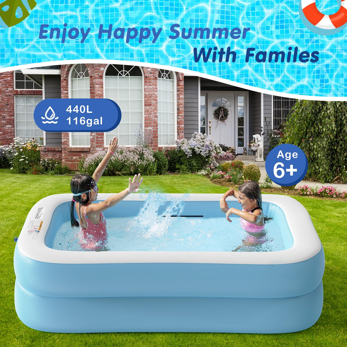 Sumbee adult-friendly pool fits two adults for cooling off on hot days.