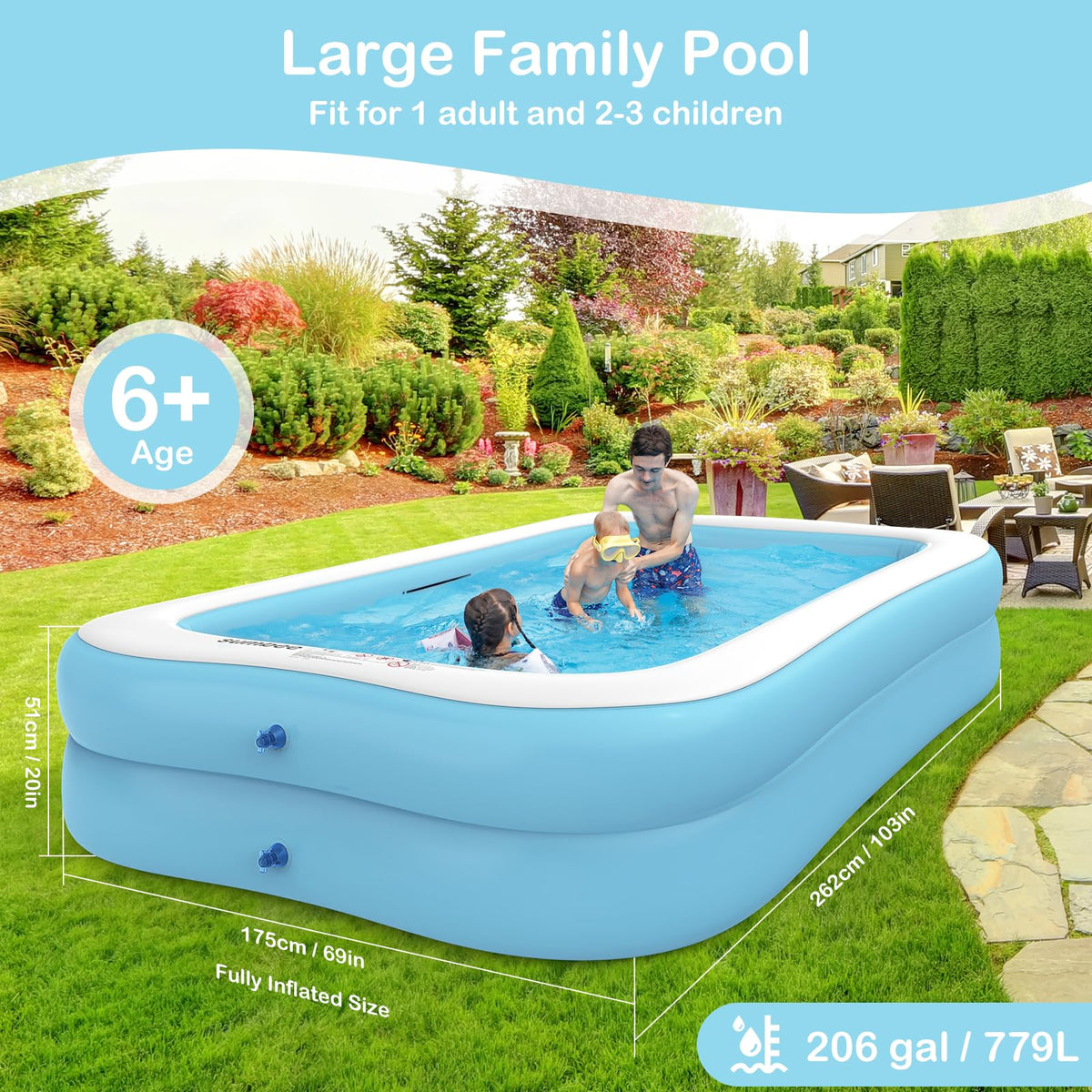 Sumbee pool with built in valves for quick inflation and deflation