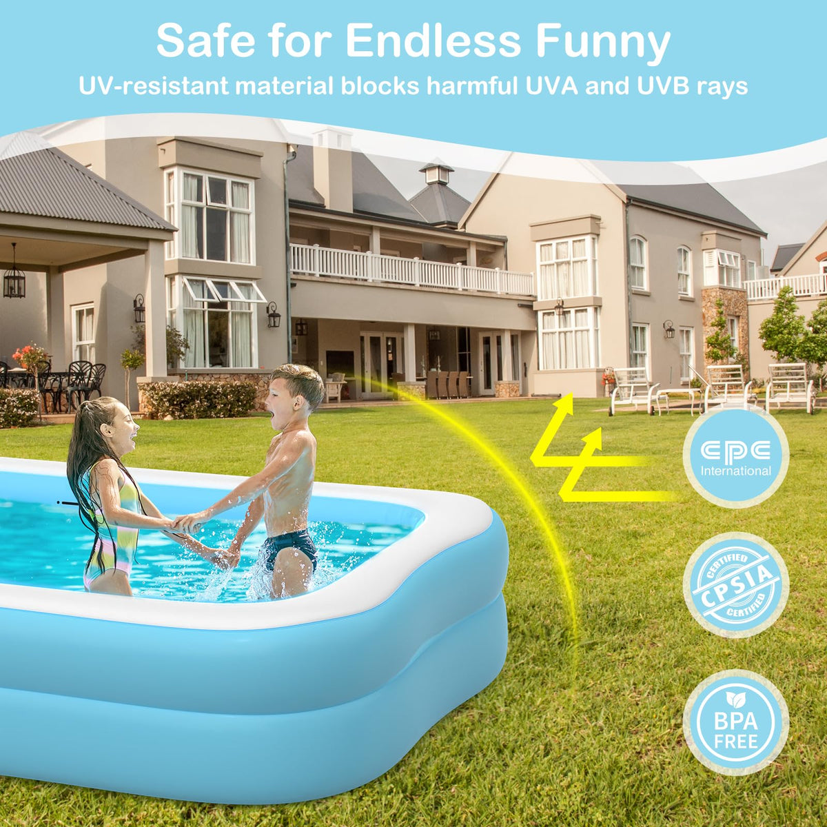 Sumbee white edge walls provide extra sun reflection control and edge safety.