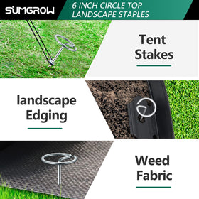 SUMGROW 120-pack versatile stakes suitable for tents, tarps, and garden fabric.