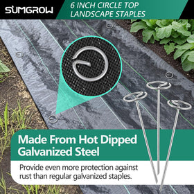 SUMGROW stake tip with angled cut enables easy penetration through weed barrier and soil.