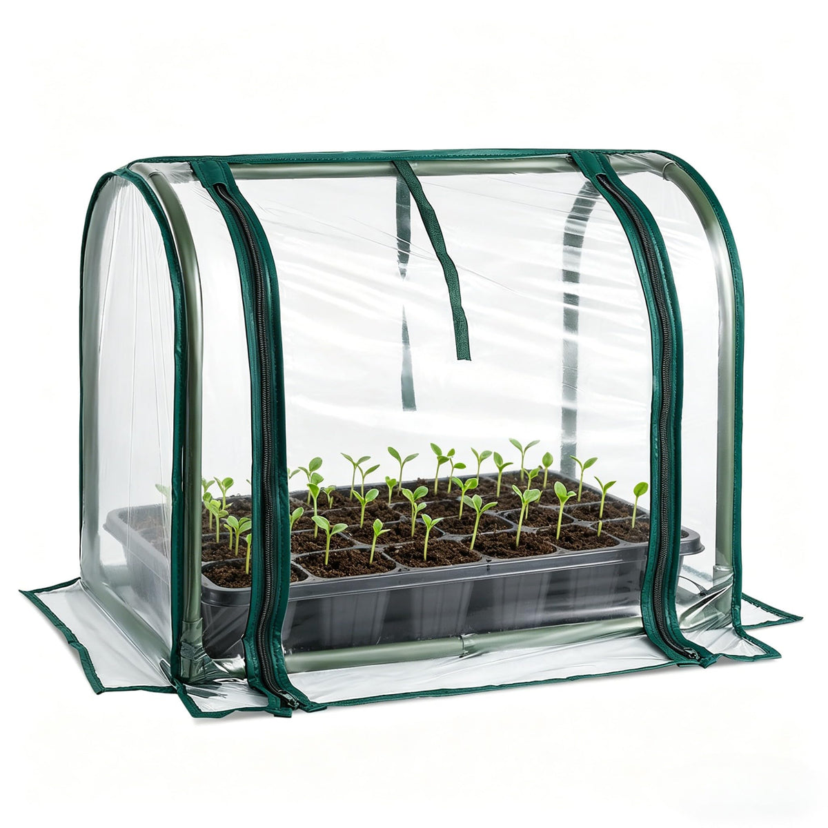 SUMGROW Mini Greenhouse front view protects seedlings on a compact windowsill