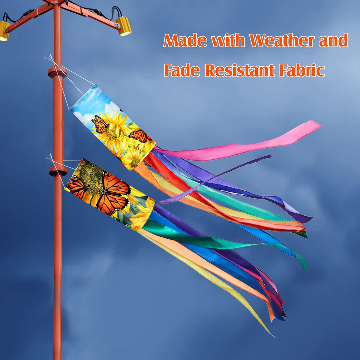 Sumind colorful outdoor windsock closeup, durable polyester print.