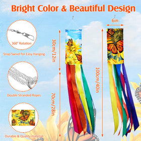 Sumind sunflower windsock, 40 inches, bright garden adornment.