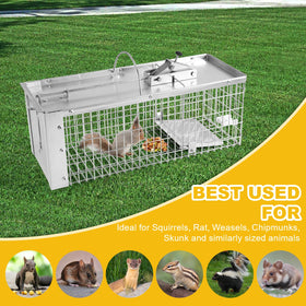 Sumkat Squirrel Trap galvanized steel construction resists chewing and weather.
