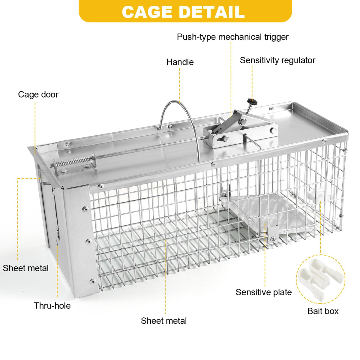 Sumkat Squirrel Trap easy-release handle for safe handling after capture.