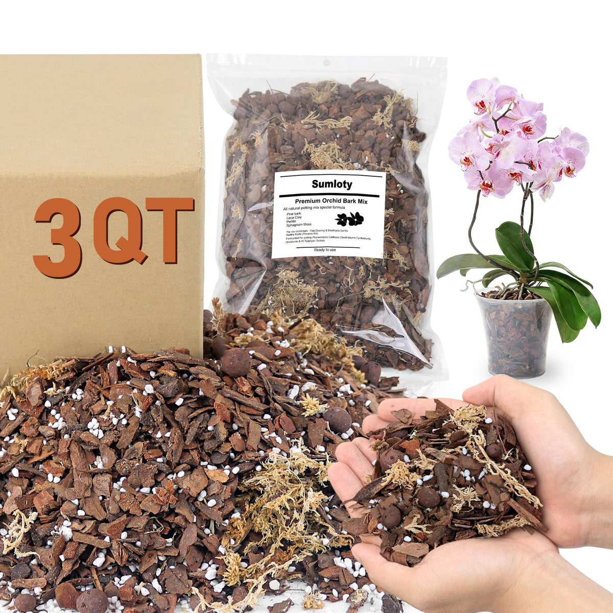 Sumloty orchid bark potting mix 3qt bag offers fast drainage for healthy orchid roots