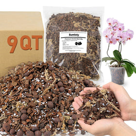 Sumloty Orchid Bark Potting Mix 9QT bag shown for easy repotting and fast drainage