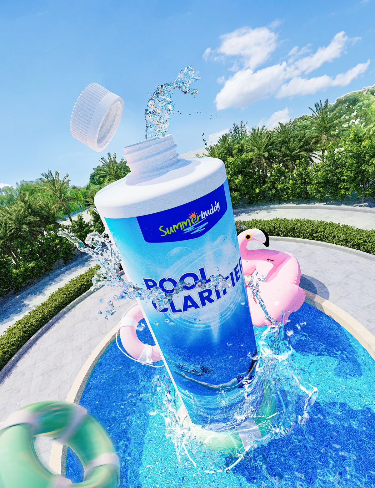 SummerBuddy pool water after treatment feels silky and smooth for swimming.