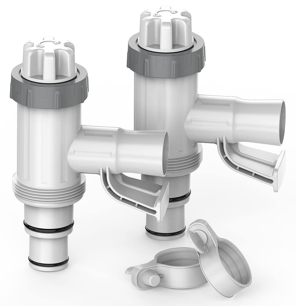 SUMMERBUDDY pool hose adapter front view shows patent design for easy above-ground pool connections.