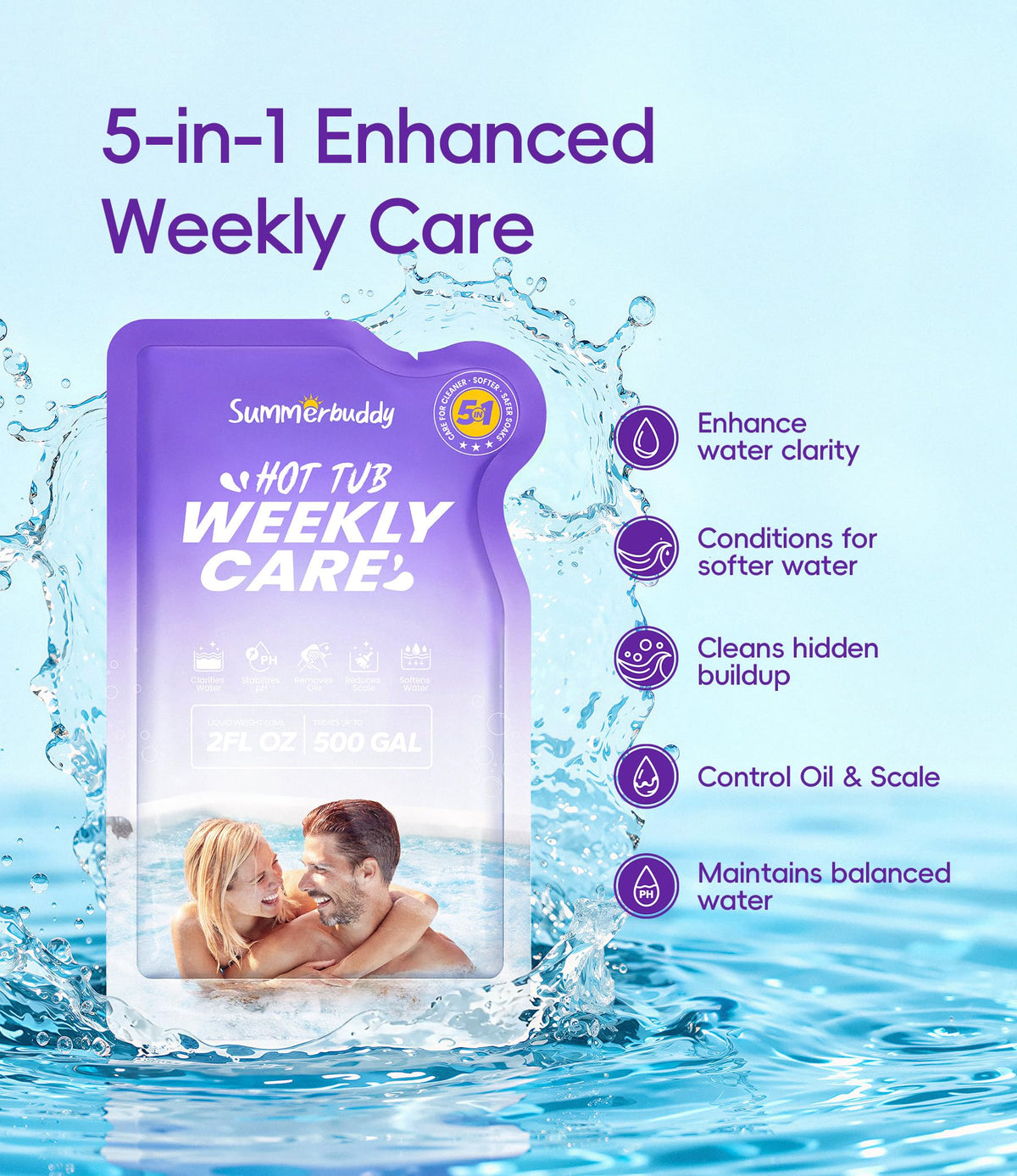 SummerBuddy softened water closeup highlights smoother, more enjoyable spa soaks