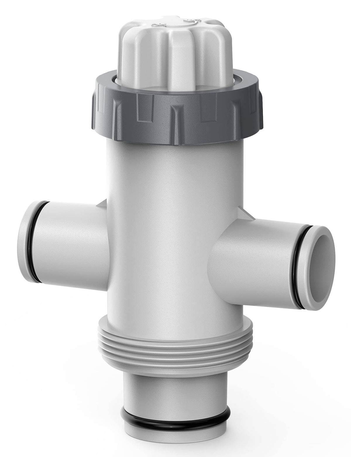 SUMMERBUDDY Split Hose Plunger Valve front view shows dual outlets for circulation