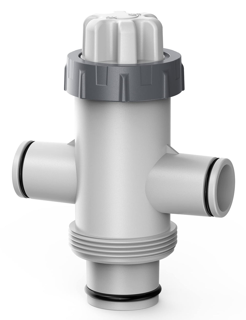 SUMMERBUDDY Split Hose Plunger Valve front view shows dual outlets for circulation